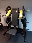Technogym pure strength shoulder press to include : 2x 5kg rubber bumber plates, 2x 10kg rubber