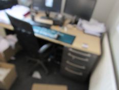 Office desk with builtin 4 drawer pedistal and opporators chair