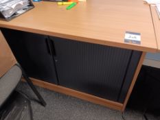 Double door tambour fronted storage cabinet