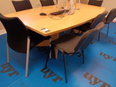 Boardroom / meeting table, 2400mm (l) x 1200mm (w) with 8 various chairs