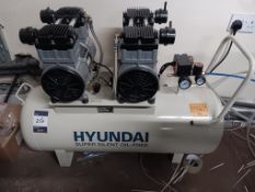 Hyundai 100L Super Silent oil free air compressor, model number YY2150100, serial number