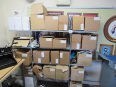 Steel framed workstation and metal framed shelving (contents not included)