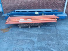Dismantled warehouse racking to include 6x uprights (4 x 3610mm (h) and 2x 4510mm (h), 12