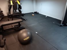 28 rubber gym flooring tiles, 24 x 1m by 1m and 4 x 1m by 900mm. (sold subject to finance company