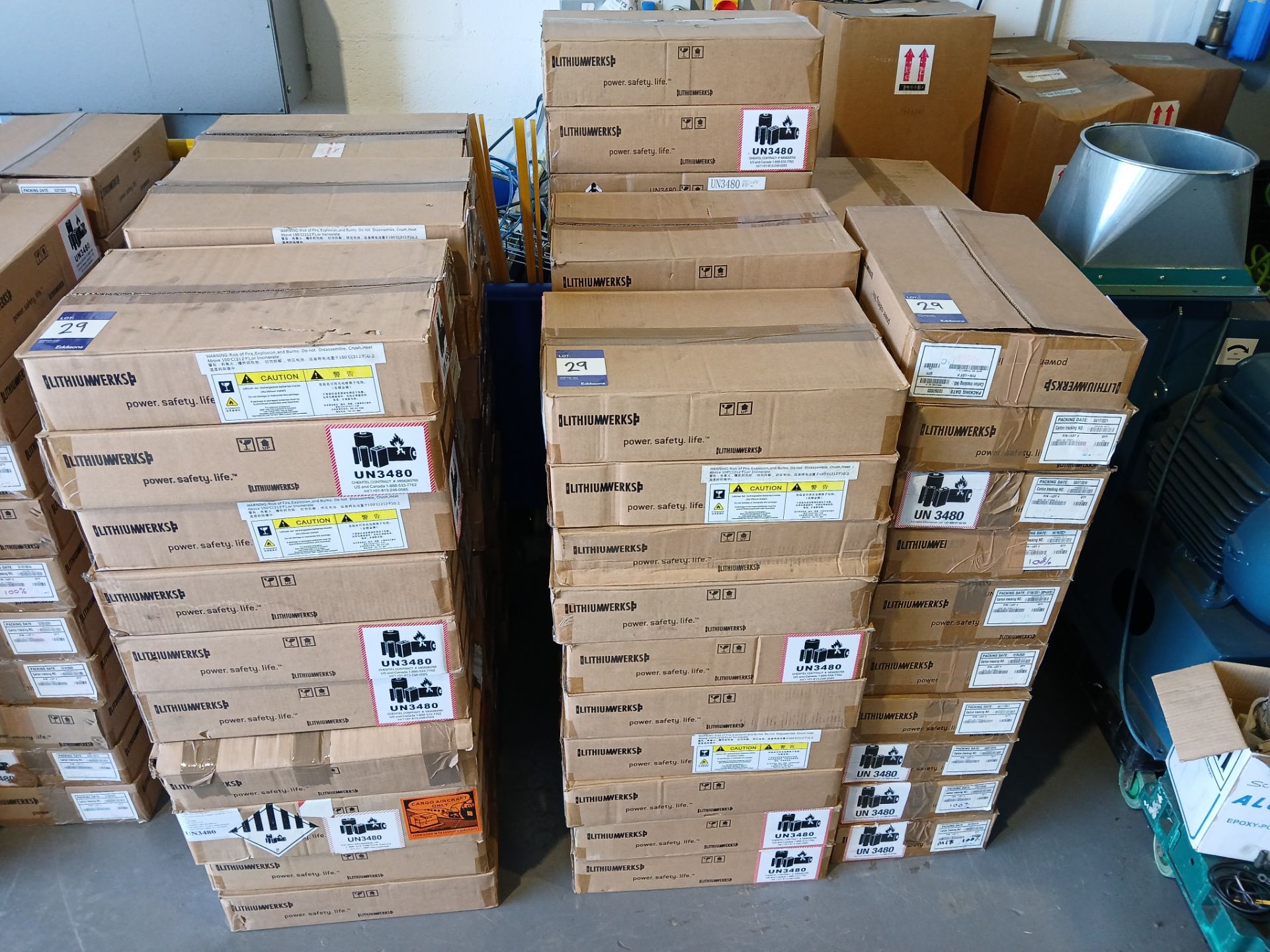 Quantity of 80 boxes (100 units each box) of Lithiumworks UN3480 26650 3.3V lithium cells,