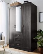 Kingston 3 Door Wardrobe in Grey Oak, brand new in box with an online retail price of £380. Finished