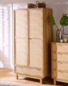 Allendale Double Wardrobe in oak effect with woven inlay, brand new in box with an online retail pri