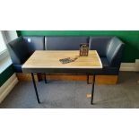 3 piece leather covered bench sofa, total dimensions 220cm(w) x 60cm (d) x 80cm (h) and 120cm x 65 c