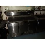 Blizzard Stainless Steel Triple Door Countertop Fridge with Overhead 12 Pot Bain Marie Station (