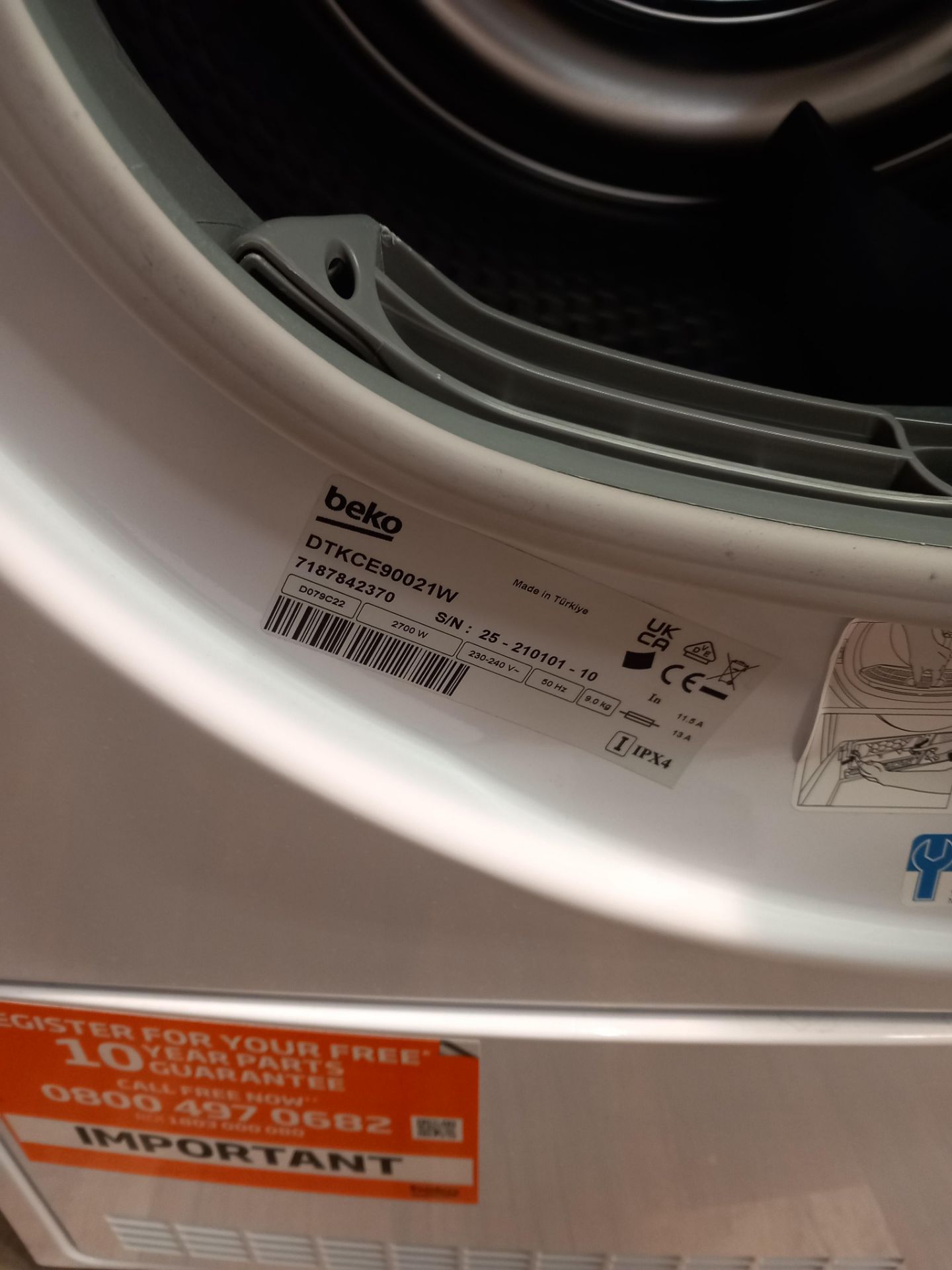 Beko DTKCE90021W 9kg Condenser Tumble Dryer – White rrp. £279.00 - Image 4 of 4