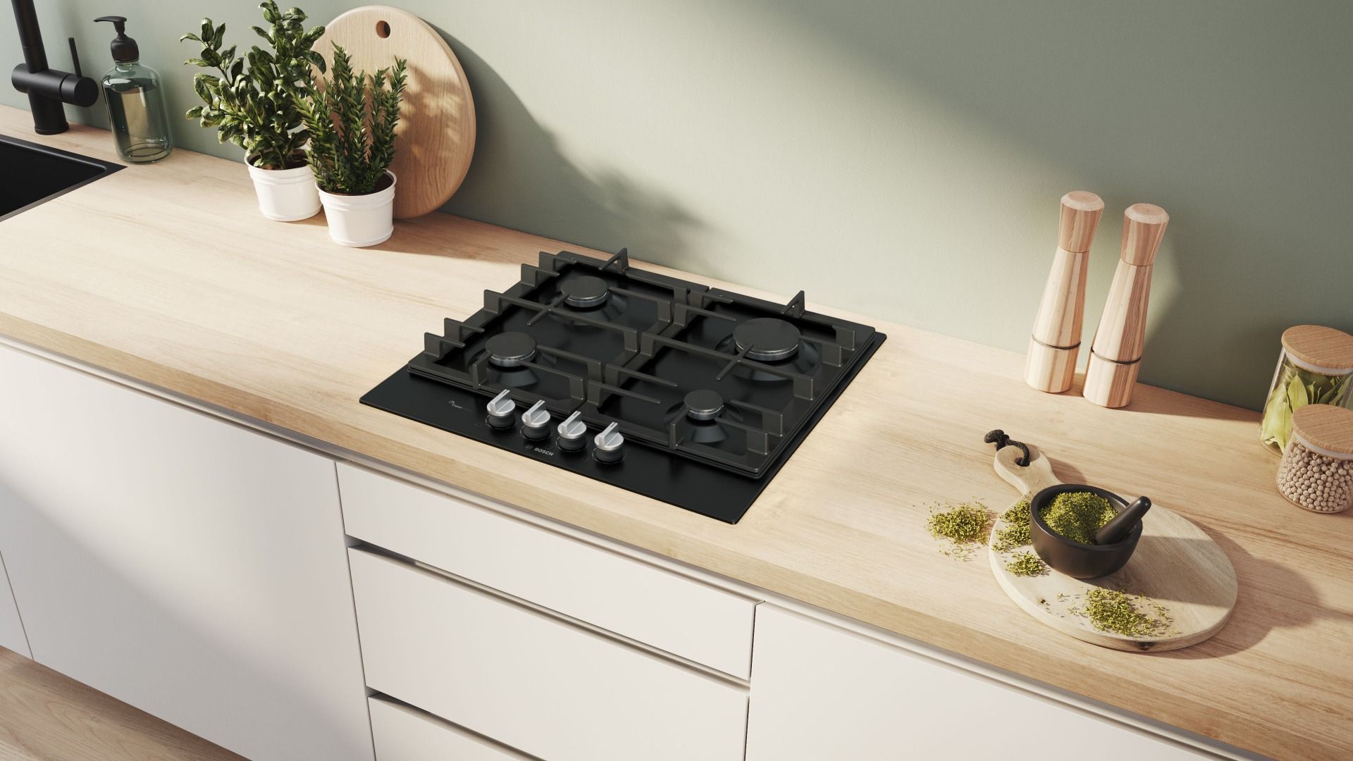 Bosch PCP6A6I90 Series 6 60cm Black Enamel Gas Hob rrp. £379.99 - Image 2 of 4