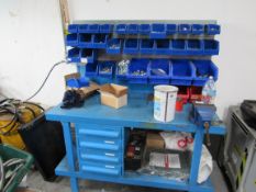 Steel workbench with vice