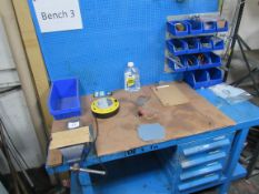 Steel workbench with vice