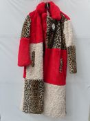 Jayley faux fur long coat - Red/Leopard - Size S/M - RRP£185