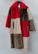 Jayley faux fur long coat - Red/Leopard - Size S/M - RRP£185