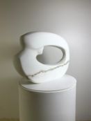 Domenico Ludovico White and Gold Tondo, 2024 White Marble of Carrara Statuary, luminous and precious