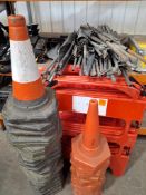 Large Quantity of Various Tripod Roadwork Warning Signs with 2 x Plastic Safety Barriers and Cones