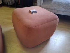 French Connection square stool 580 x 400mm(h) peach velvet