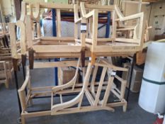 3 Sofa frames and 3 arm chair frames to include trolley