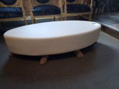 Bleu nature white faux leather with wooden leg bench 4ft x 2ft