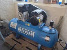 Nuair B3800B/ISO FM3 UK 150 litre receiver mounted compressor, 10 bar, 1100 rpm, 240v