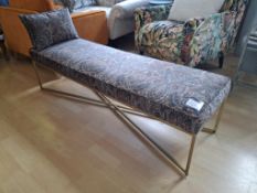 Boot room bench with gold frame and upholstered top 420mm(h) x 470(d) x 1500(L) and 2 cushions