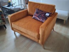 Burnt orange velvet contemporary armchair