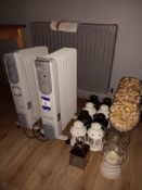 3 x Electric Radiators, 10 x Candle Holders & 3 x Large Glass Displays