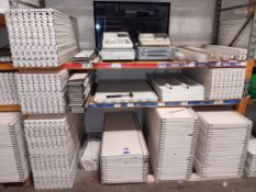 25 x Sections of Metal Wall Display Shelving with Adjustable Height Shelving or Display Arms & 43 x