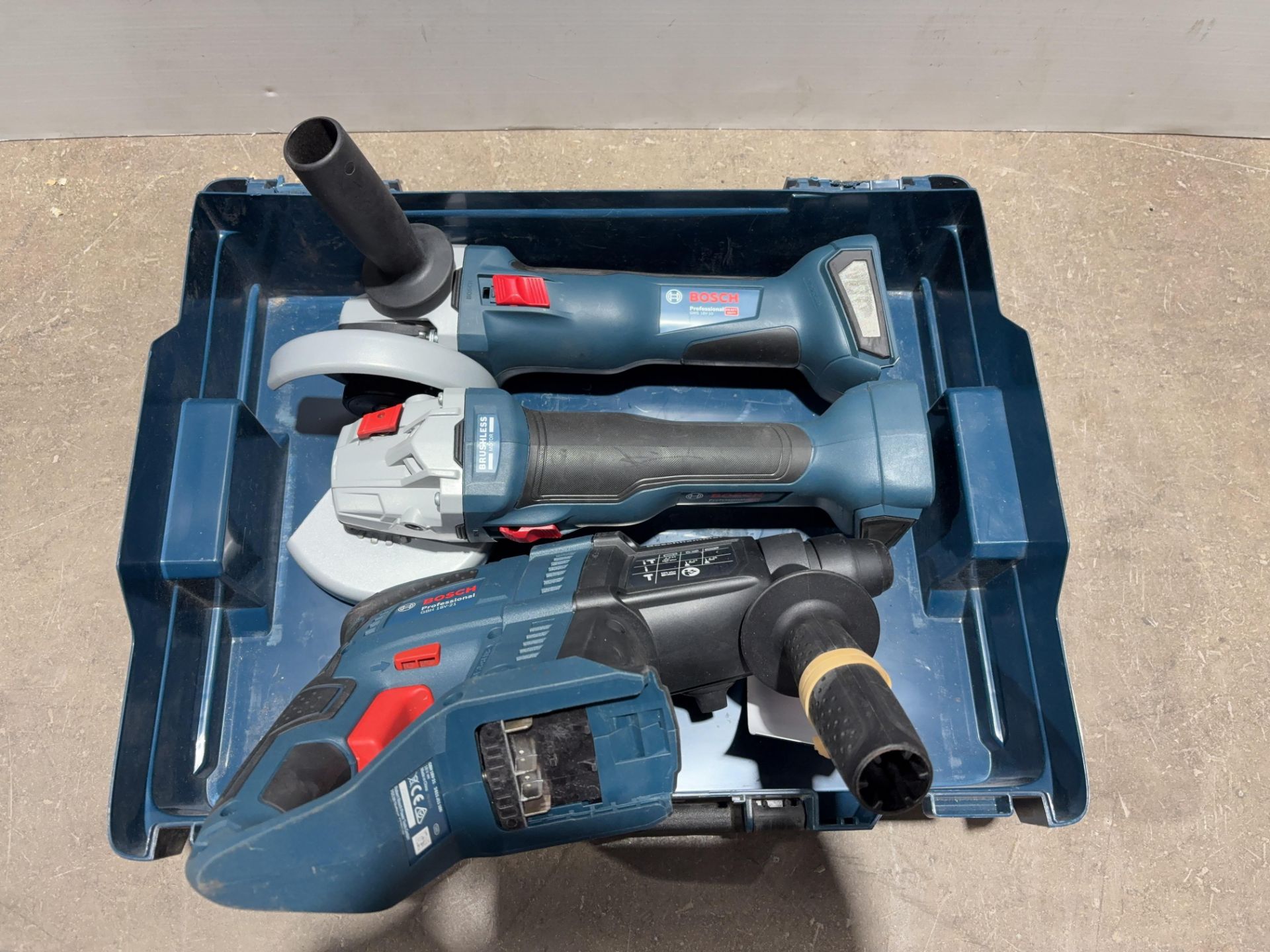 3 x Bosch cordless powertools (2 x angle grinders; 1 x hammer drill) - NO BATTERIES