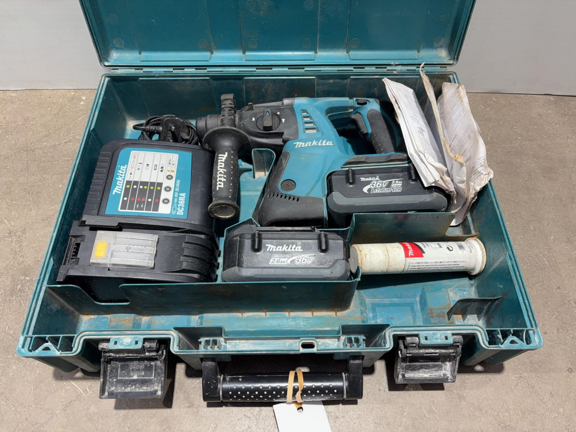 Makita BHR262 cordless combination hammer drill in carry case with 2 x batteries and 1 charger