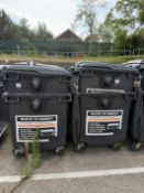 4x Commercial Wheelie Bins. 125 x 100 x 125cm. Mobile. 4 Black
