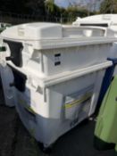2x Commercial Wheelie Bins. 125 x 100 x 125cm. Mobile 2 White