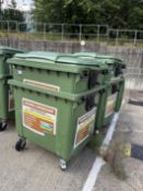 4x Commercial Wheelie Bins. 125 x 100 x 125cm. Mobile. 4 Green