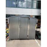 Galvanised Steel shed with full length work bench. 310 x 3240 x 220cm (contents not included)