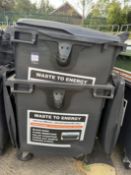 4x Commercial Wheelie Bins. 125 x 100 x 125cm. Mobile. 3 Black, 1 Green