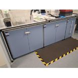2x Laboratory Double Door Cupboards & 3 Drawer Pedestal