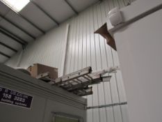 Double extension ladder (on top of container)