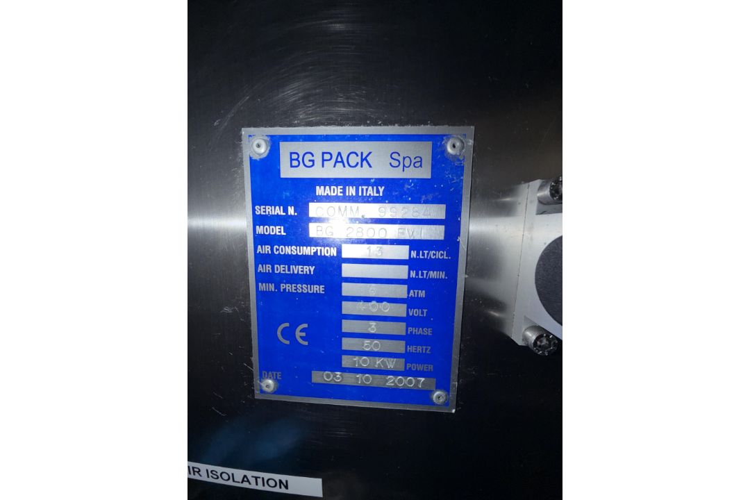 BG Pack Flowrapper. BG 2800 EVI. YOM 2007. Pack range 250 gm - 1 Kg. 1 Set of dies. Over under side - Image 4 of 14
