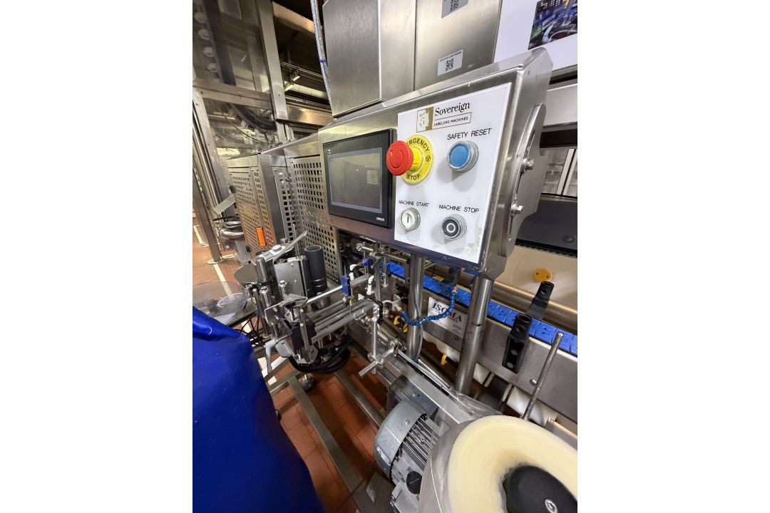 Sovereign Twin Head Label Machine. Touch Screen control with Domino Ink Jet coder unit. This lot is - Image 6 of 8