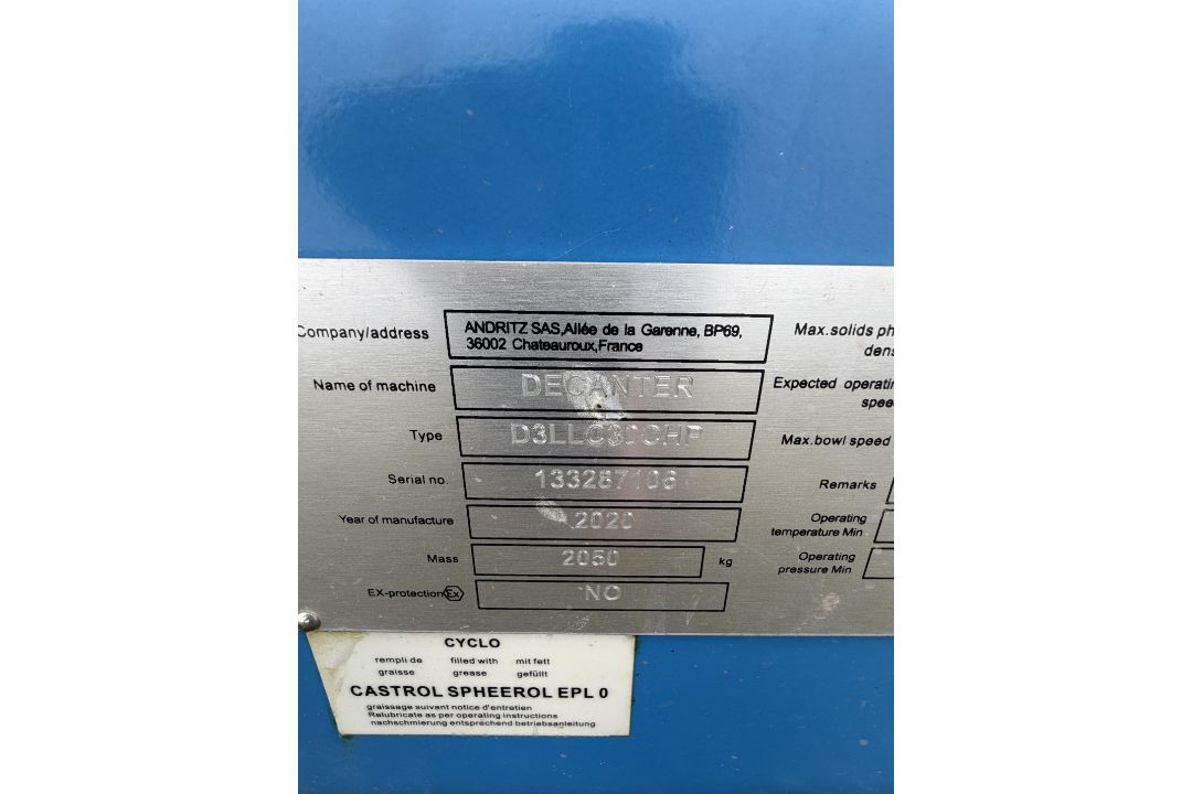 Andritz SAS Centrifuge Decanter, D3LLC30CHF, SN 13287106, YOM 2020. This lot is Buyer to Remove. Ple - Image 12 of 14