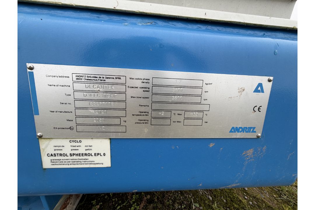 Andritz SAS Centrifuge Decanter, D3LLC30CHF, SN 13287106, YOM 2020. This lot is Buyer to Remove. Ple - Image 11 of 14