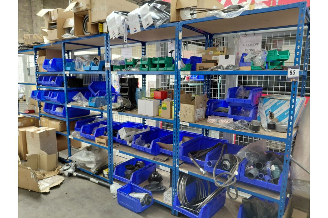 5 x Bays of Boltless Racking and Contents to Include: Alexander Dennis Spare Parts and Consumables - Image 1 of 10
