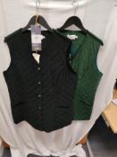 2x Hartwell Katrina Vests, Size 16, in Black velvet and green velvet. RRP £102 each