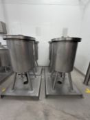 316 SS Liquid Transport Vessels. Diameter 70, 100 Ltr capacity. Base 80 x 70cm