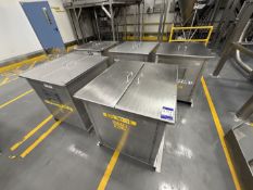 5 x Stainless Steel Powder Bins - 2 Stainless Steel Powder Bins with Double Door Lid 85 x 77 x 90cm
