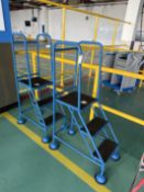 2x Mobile Steps with Rubber suction feet and 80 cm working height. 1 x 5 step Red platform step work