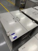 5 x Stainless Steel Powder Bins - 2 Stainless Steel Powder Bins with Double Door Lid 85 x 77 x 90cm