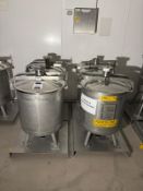 316 SS Liquid Transport Vessels. Diameter 70, 150 Ltr capacity. Base 80 x 70 cm
