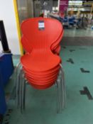 10 Stacking canteen/occasional chairs. Plastic with steel legs. Located on 1st floor